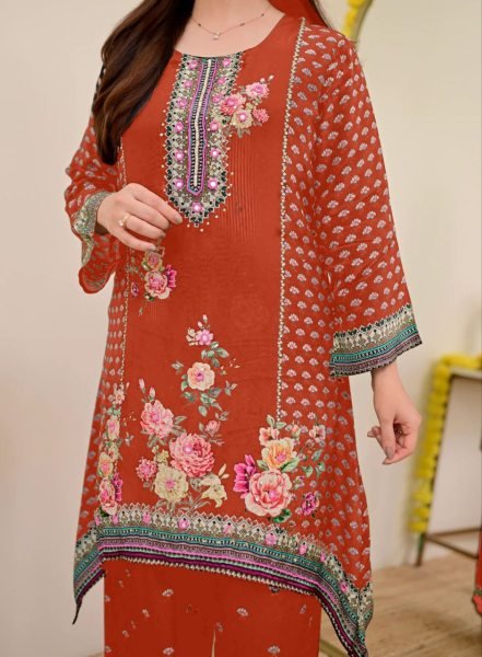 Charming Orange Digital Print with Mirror Work Maslin Co-Ord Set for Bulk Buyers CO ORD Sets