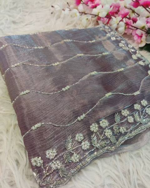Charming Zimmy Choo Saree With Handcrafted Khatli Cut Dana & Diamond Work Saree JIMMY CHOO SAREE