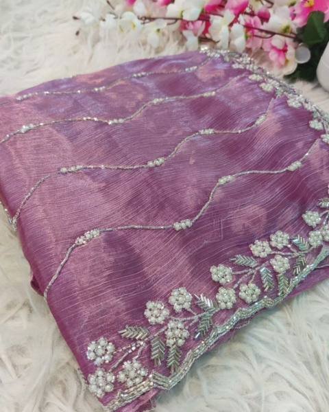 Charming Zimmy Choo Saree With Handcrafted Khatli Cut Dana & Diamond Work Saree JIMMY CHOO SAREE