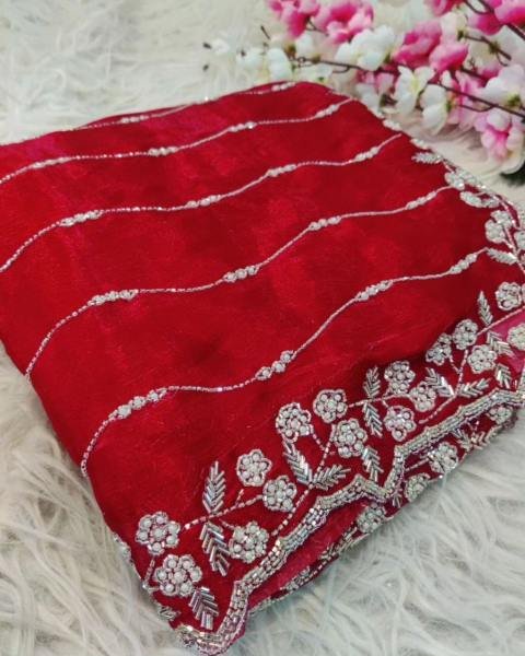 Charming Zimmy Choo Saree With Handcrafted Khatli Cut Dana & Diamond Work Saree JIMMY CHOO SAREE