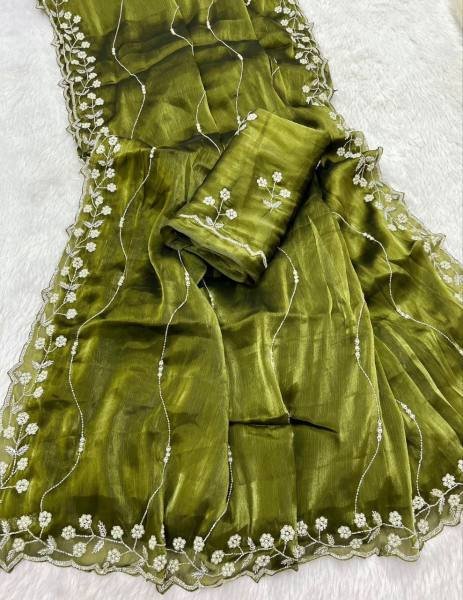 Charming Zimmy Choo Saree With Handcrafted Khatli Cut Dana & Diamond Work Saree JIMMY CHOO SAREE
