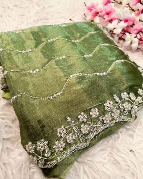 Charming Zimmy Choo Saree With Handcrafted Khatli Cut Dana & Diamond Work Saree JIMMY CHOO SAREE