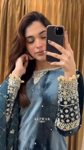 Chic 9000 Velvet Sequence Embroidery Work Suit with Sequins Dupatta for Weddings   Parties at Manufacturer Rate Ready To Wear Collection