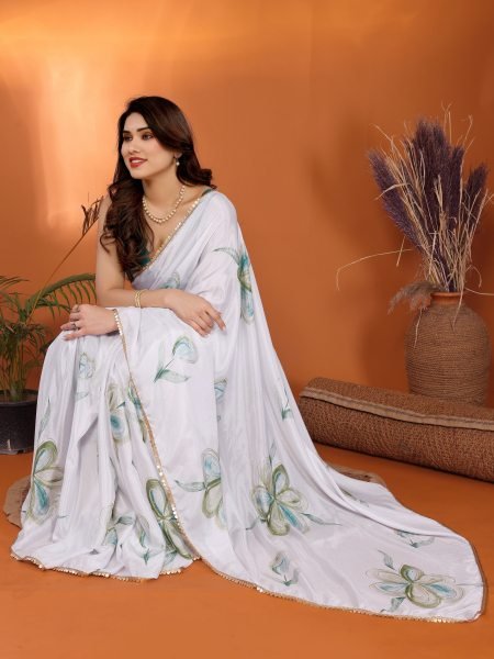  Chiffon Floral Printed With Foil Work Summer Saree Online At Best Price Pure Chiffon Sarees Wholesale