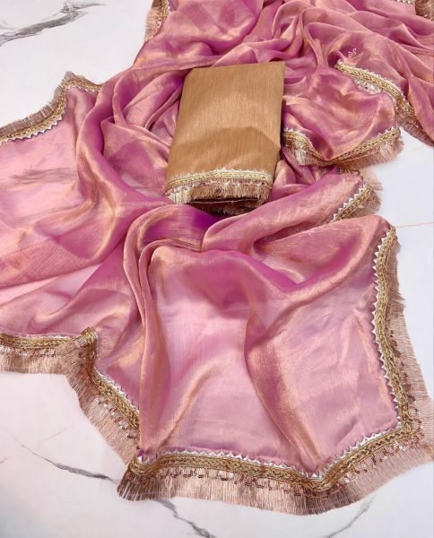 Chiffon Saree with Multi Color Available Zari Weaving and Sequins Lace Border Pure Chiffon Sarees Wholesale