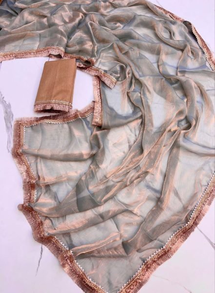 Chiffon Saree with Multi Color Available Zari Weaving and Sequins Lace Border Pure Chiffon Sarees Wholesale