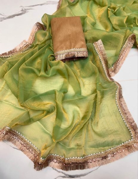 Chiffon Saree with Multi Color Available Zari Weaving and Sequins Lace Border Pure Chiffon Sarees Wholesale