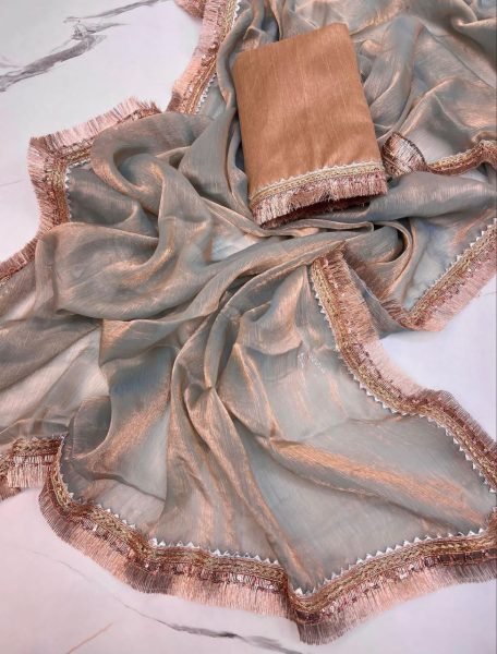 Chiffon Saree with Multi Color Available Zari Weaving and Sequins Lace Border Pure Chiffon Sarees Wholesale