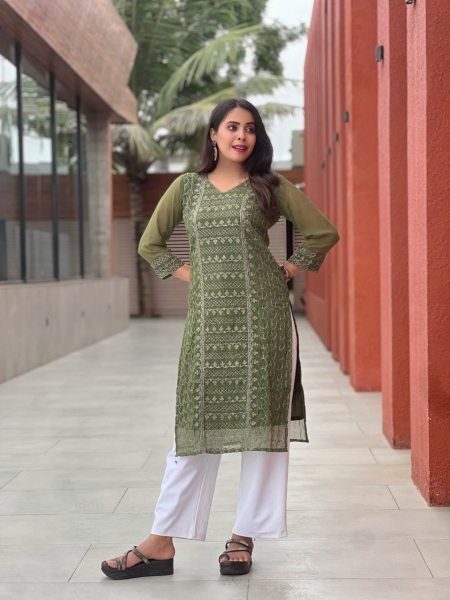  Chikankari Kurti in Soft Georgette Perfect for Wholesale Orders Georgette Kurti 