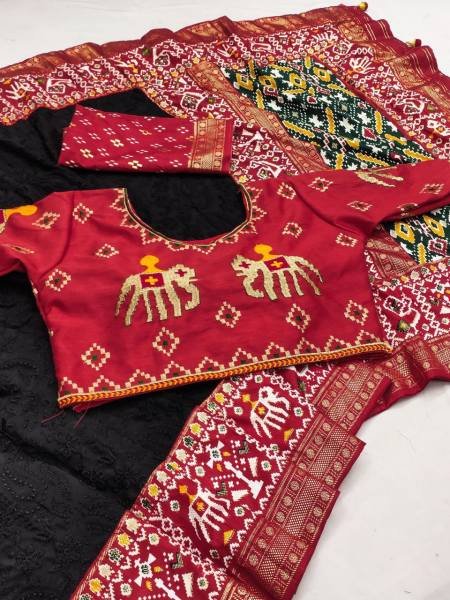 Chikankari Lucknowi Chikankari Georgette Saree with Patola Foil Border & Dual Blouse Georgette Sarees Wholesale