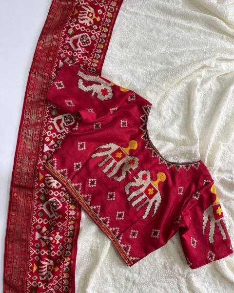 Chikankari Lucknowi Chikankari Georgette Saree with Patola Foil Border & Dual Blouse Georgette Sarees Wholesale