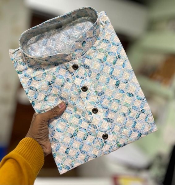 Chikankari Printed Cotton Rayon Mens Kurta Pajama Kurta Pajama Wholesale