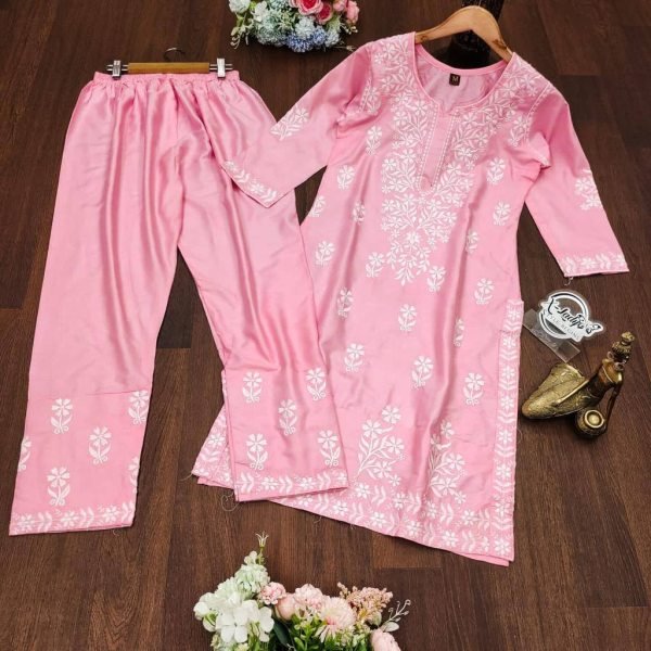 Chikankari Work Rayon Kurti   Pant Exclusive collection Lucknowi Chikankari Kurtis Wholesale