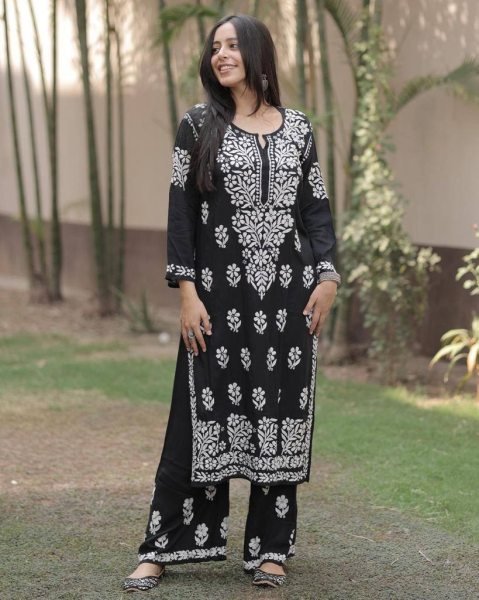 Chikankari Work Rayon Kurti   Pant Exclusive collection Lucknowi Chikankari Kurtis Wholesale