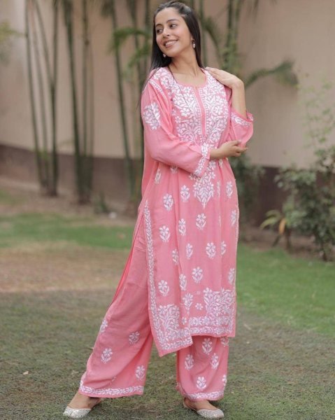 Chikankari Work Rayon Kurti   Pant Exclusive collection Lucknowi Chikankari Kurtis Wholesale