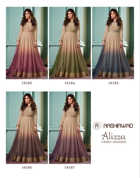 Aashirwad Alizza Chiku Ombre Anarkali Gown with Embroidery Perfect for Festive Celebrations Anarakali Gown Wholesale