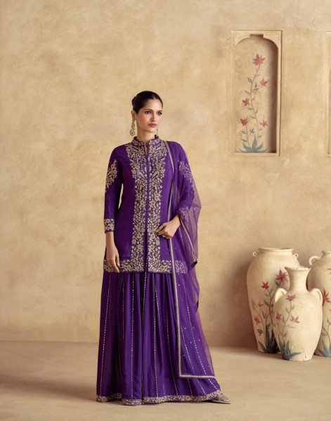 Chinnon Silk Festive Salwar Suit Set Wholesale Readywear with Premium Net Dupatta Pakistani Suits Wholesale