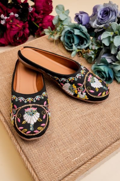 classic black jutti with colorful thread work soft comfort slip ons Fashion Accessories Wholesale