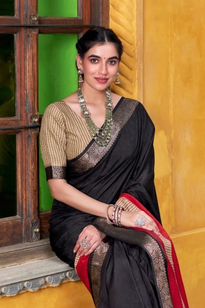 Classic Black Poly Cotton Saree with Printed Pallu Designer Wholesale Collection  Cotton Sarees Wholesale