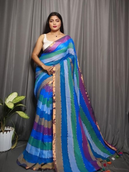 Classic Rainbow Mull Cotton Saree Soft Mull Finish with Trendy Vibes Cotton Sarees Wholesale