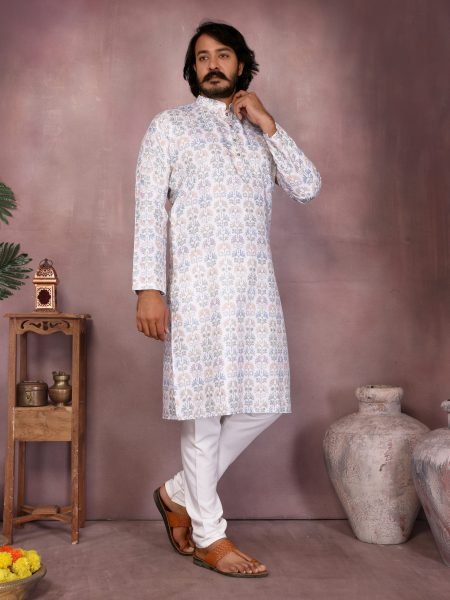 Classic White Heavy Cotton Kurta Pyjama For Wedding Guest Wear  Kurta Pajama Wholesale