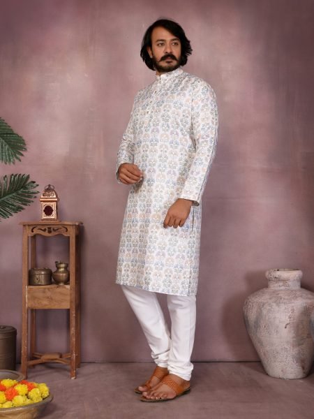 Classic White Heavy Cotton Kurta Pyjama For Wedding Guest Wear  Kurta Pajama Wholesale