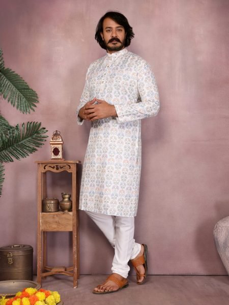 Classic White Heavy Cotton Kurta Pyjama For Wedding Guest Wear  Kurta Pajama Wholesale