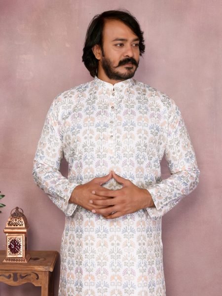 Classic White Heavy Cotton Kurta Pyjama For Wedding Guest Wear  Kurta Pajama Wholesale