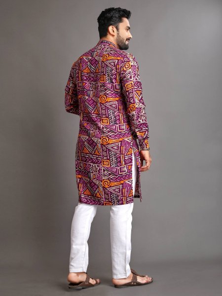 Colorful Foil Printed Kurta Pajama Set Wholesale Festive Outfit Kurta Pajama Wholesale
