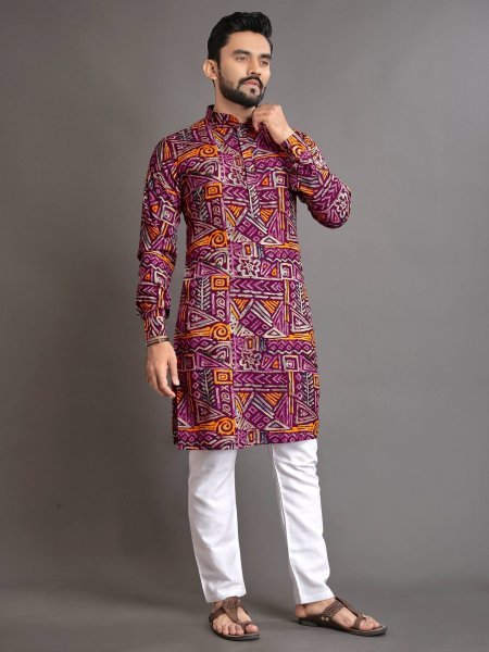 Colorful Foil Printed Kurta Pajama Set Wholesale Festive Outfit Kurta Pajama Wholesale
