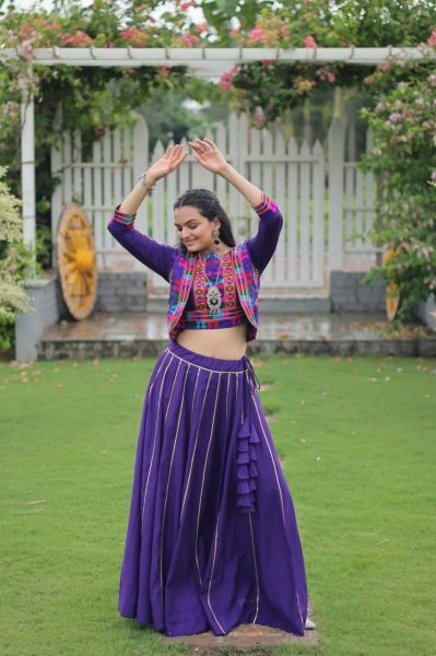 Colorful Gamthi Embroidery Navratri Lehenga Set Export Quality Navratri Lehnega Choli