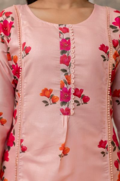 Contemporary Stitched Cotton Printed Kurti with Bottom and Dupatta for Functional Wear Anarkali Kurtis 