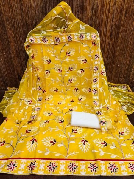 Cotton Embrodery Exclusive Dress Material Suit  Color Set Matching Dress Material Wholesale