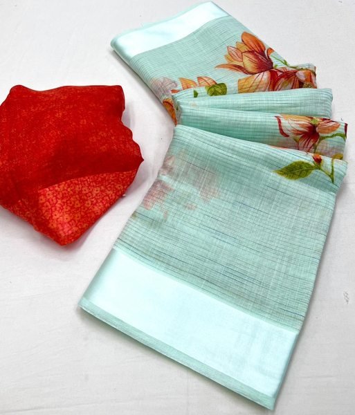 Cotton Mix Fabric Printed Saree Printed Cotton Sarees Wholesale