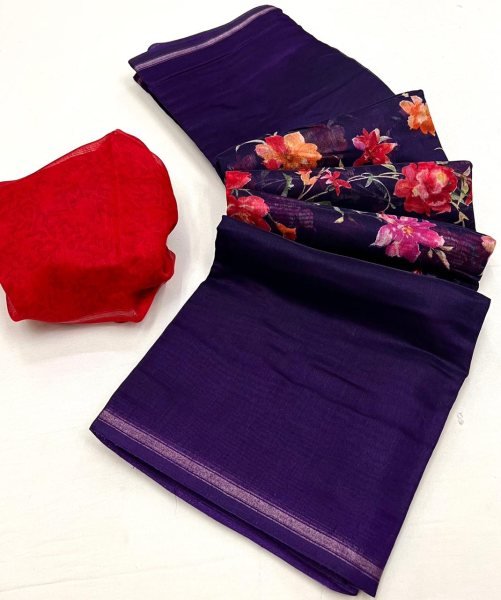 Cotton Mix Fabric Printed Saree Printed Cotton Sarees Wholesale
