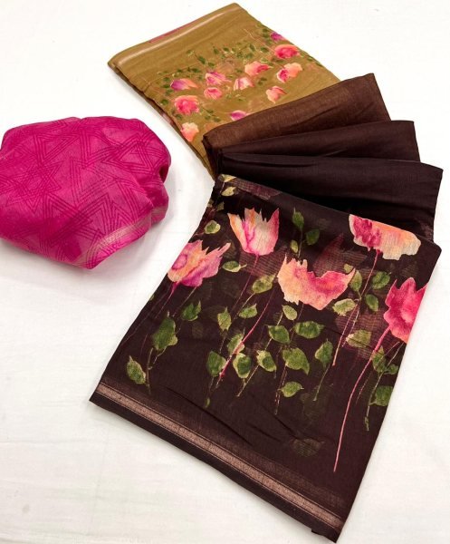 Cotton Mix Fabric Printed Saree Printed Cotton Sarees Wholesale