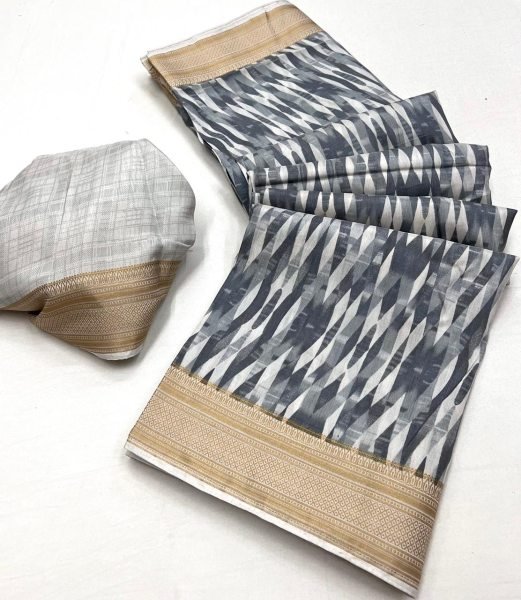 Cotton Mix Fabric Printed Saree Printed Cotton Sarees Wholesale