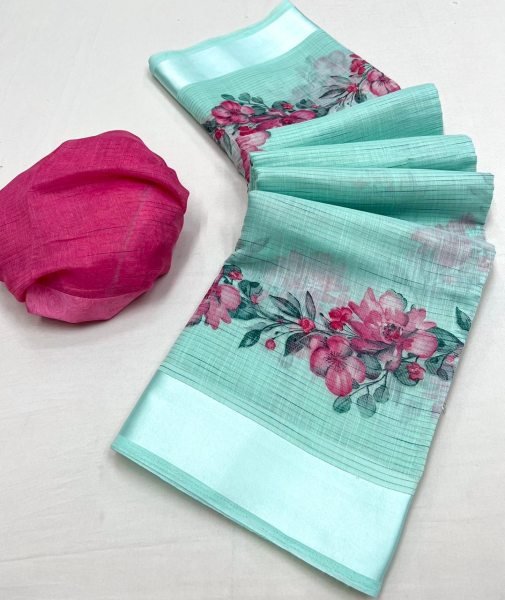 Cotton Mix Fabric Printed Saree Printed Cotton Sarees Wholesale