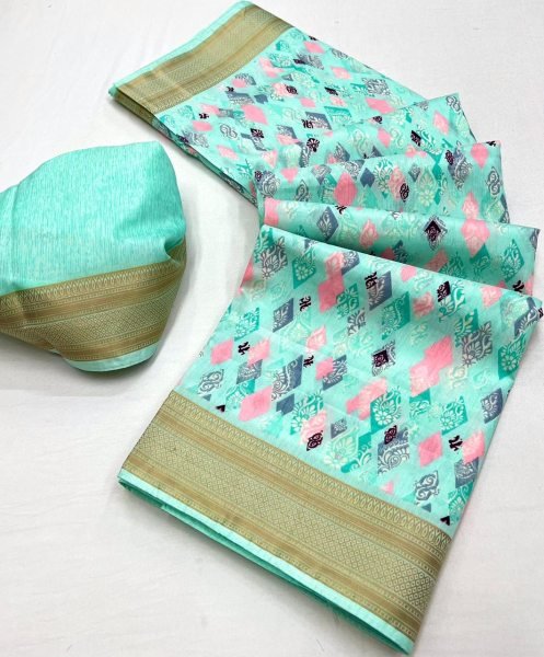 Cotton Mix Fabric Printed Saree Printed Cotton Sarees Wholesale