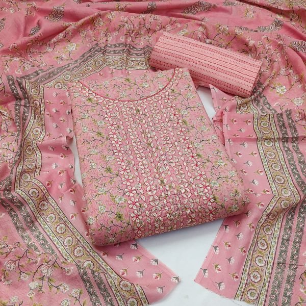 Cotton Print With Embrodery Dress Material  Punjabi Dress Materials Wholesale