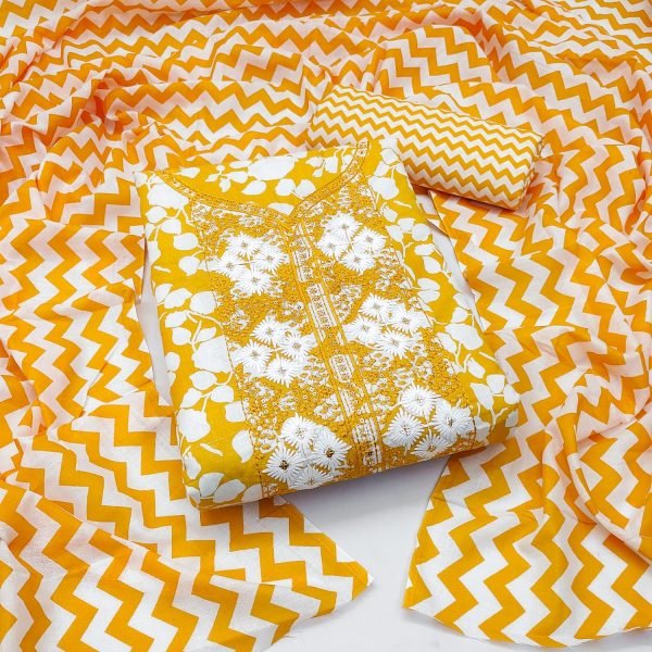Cotton Print With Embrodery Dress Material  Punjabi Dress Materials Wholesale