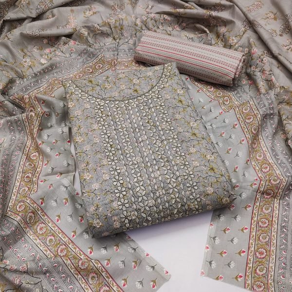 Cotton Print With Embrodery Dress Material  Punjabi Dress Materials Wholesale