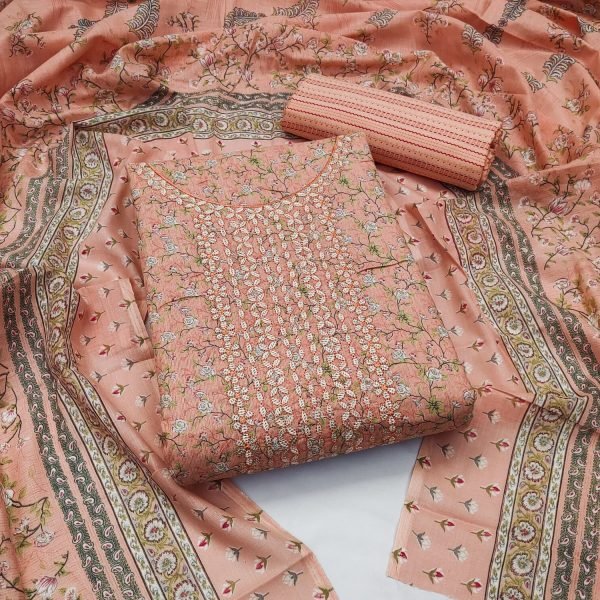 Cotton Print With Embrodery Dress Material  Punjabi Dress Materials Wholesale