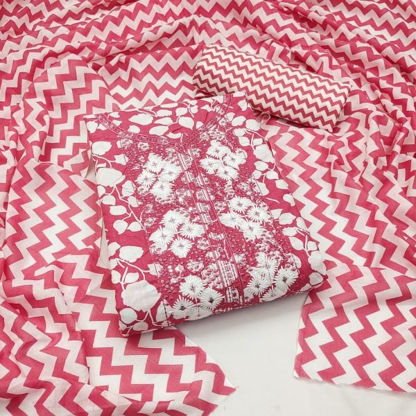 Cotton Print With Embrodery Dress Material  Punjabi Dress Materials Wholesale