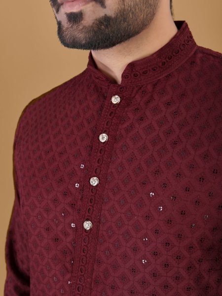 Cotton Rayon Sraight Men s Kurta with Sequin embroidery Collection  Kurta Pajama Wholesale