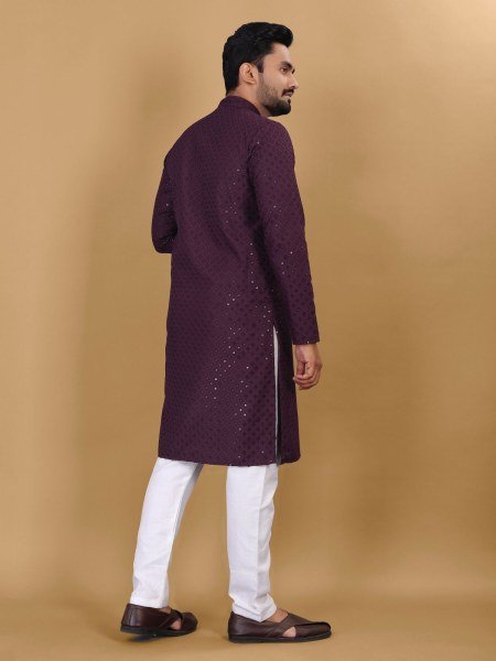 Cotton Rayon Sraight Men s Kurta with Sequin embroidery Collection  Kurta Pajama Wholesale