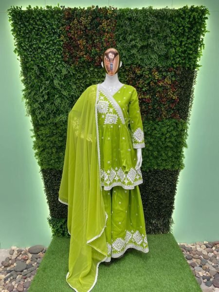 Cotton With Embroidery Work Sharara Suit  Ready To Wear Collection