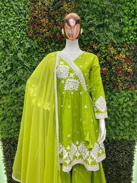 Cotton With Embroidery Work Sharara Suit  Ready To Wear Collection