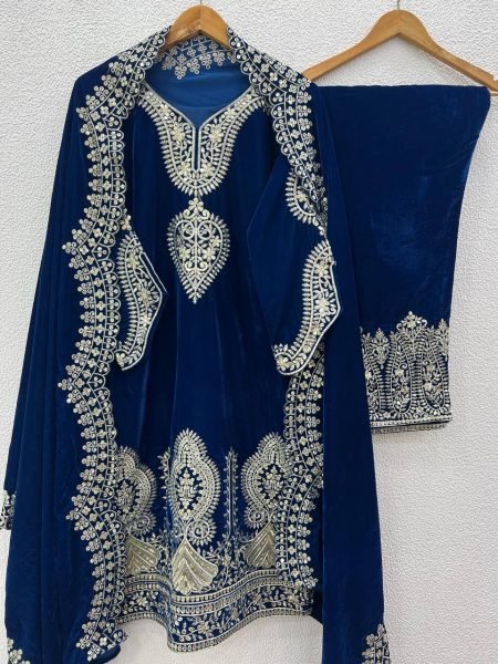 Couture  Viscose Velvet Sequin Embroidered Work 3 Piece Set for Women Wear  3 Piece Kurti Set