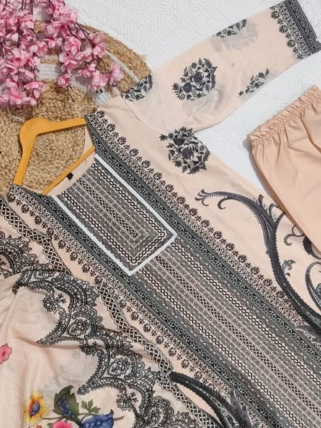 Cream Muslin Party Wear Fully Stitched Kurta Set With Digital Print Printed Kurtis
